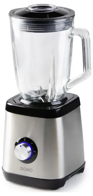 DO1133BL Blender - 1,5L Glazen Kan - Mixen, Blenden, Hakken & IJs malen - 1000W - Inox fra Domo i Rvs – produktbillede 3 af 3