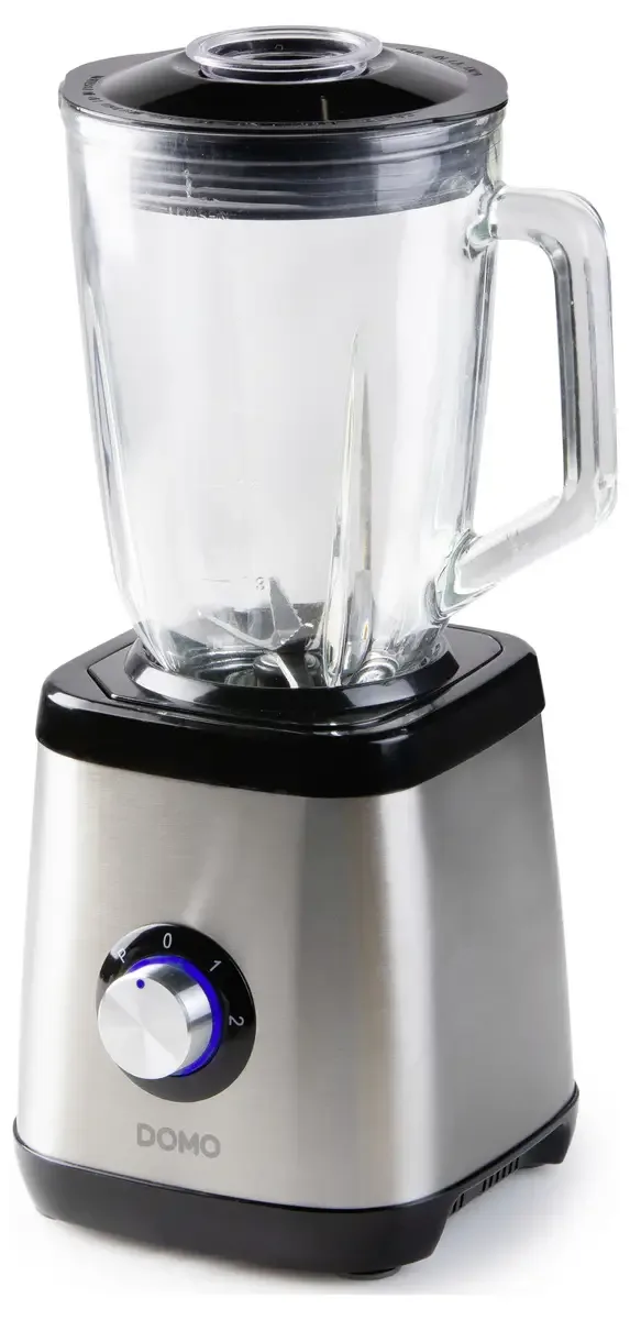 DO1133BL Blender - 1,5L Glazen Kan - Mixen, Blenden, Hakken & IJs malen - 1000W - Inox fra Domo i Rvs – produktbillede 3 af 3