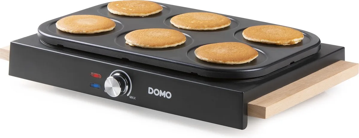 DO8717PN Pannenkoekenmaker – Crêpe Maker – PFAS-vrije antiaanbaklaag – 6 personen – 6 x Ø 11,5 cm de Domo en Noir – photo produit