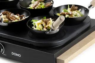 DO8719W Wok party set - 6 personen - Ook voor pannenkoeken - 1000 W - Houten handvaten von Domo in Hout – Produktfoto 2 von 3
