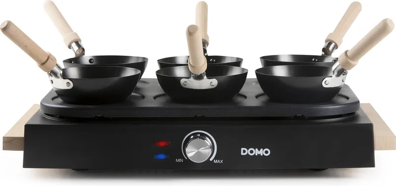 DO8719W Wok party set - 6 personen - Ook voor pannenkoeken - 1000 W - Houten handvaten von Domo in Hout – Produktfoto 1 von 3