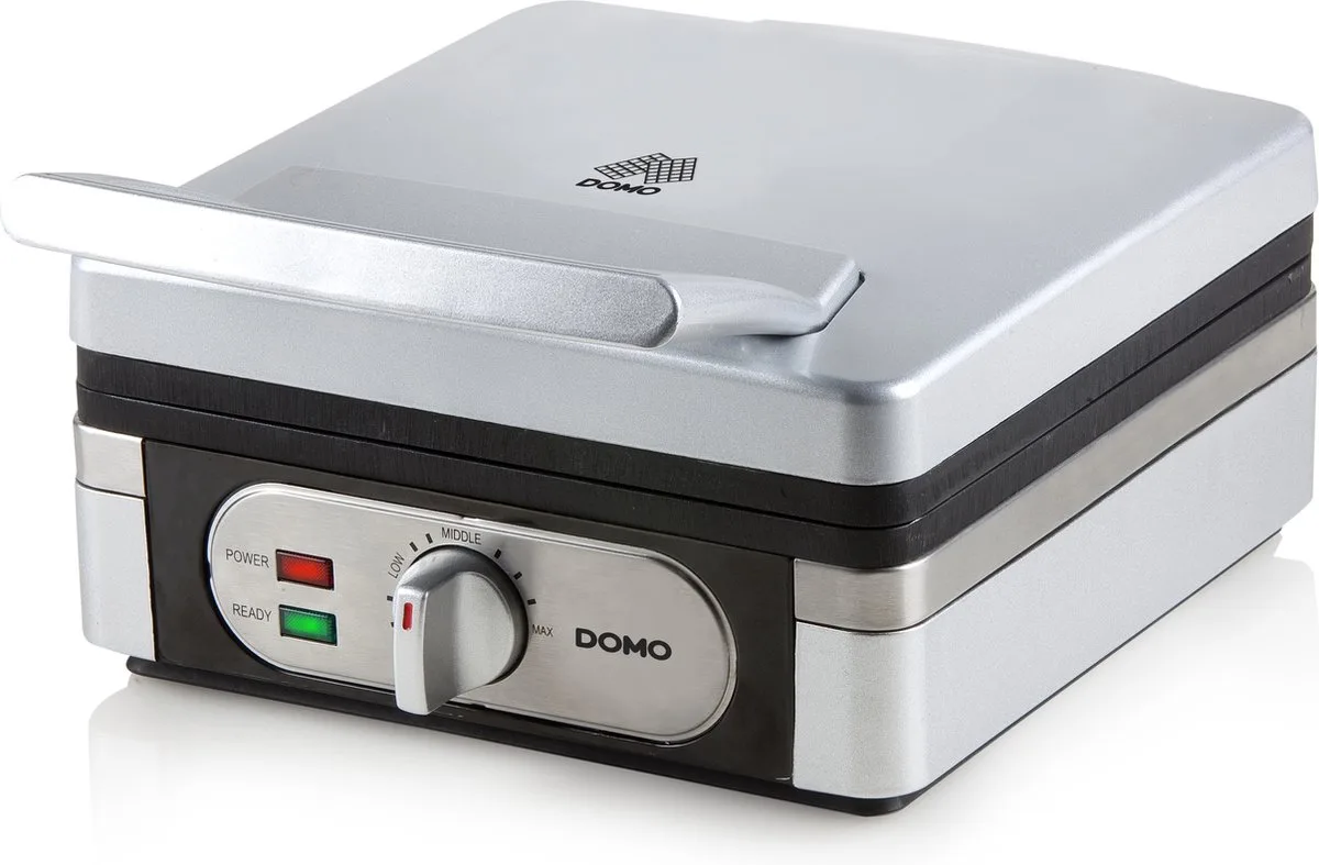 DO9047W/N Wafelijzer - Wafelmaker - XL wafels 4x7 - Belgische Wafels - 1400W - Inox van Domo in Zilver – productfoto