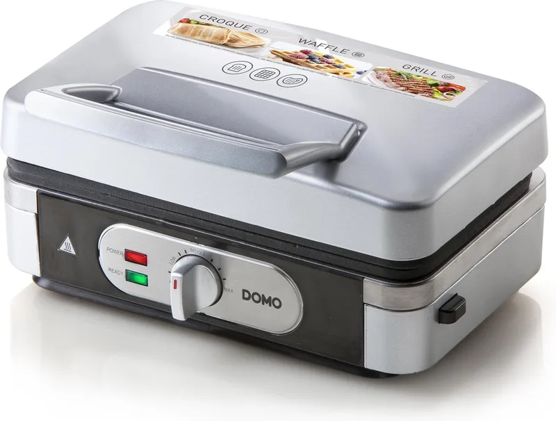 DO9136C 3-in-1 Wafelijzer - Tosti-ijzer - Contactgrill - Verwisselbare Platen - RVS von Domo in Silber – Produktfoto 1 von 2