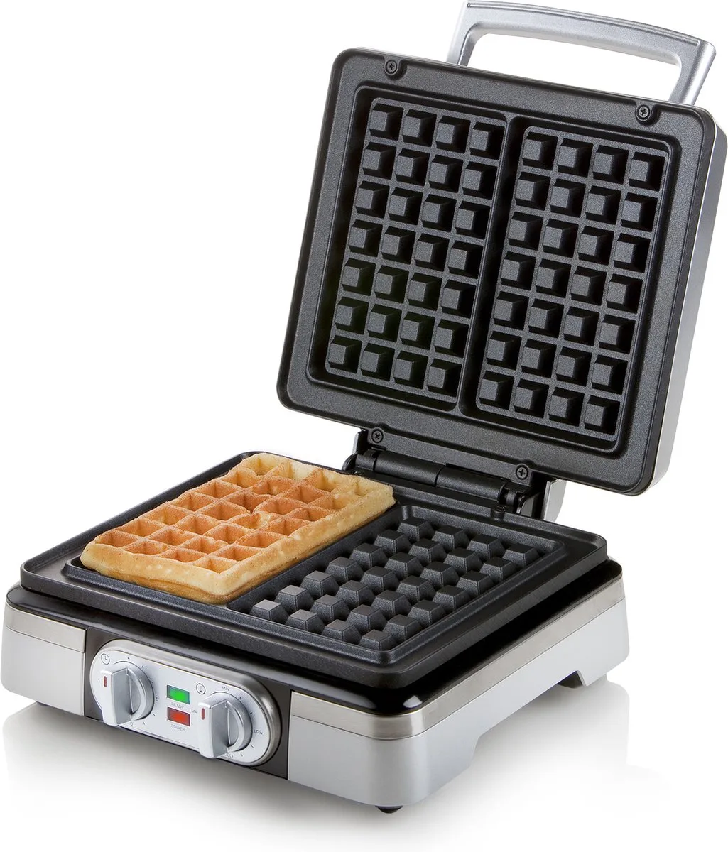 DO9149W - Wafelijzer - Belgische wafels 4x7 - Timer van Domo in Zilver – productfoto