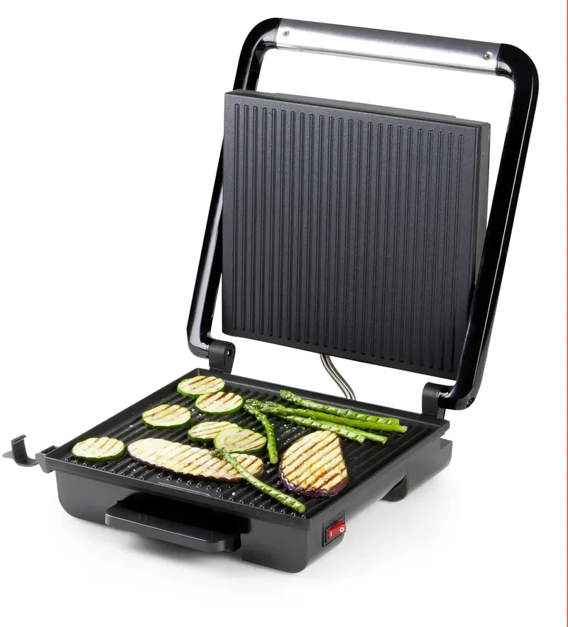 DO9245G Panini Contact Grill - Zwevend deksel - Cool touch - Zwart by Domo in Black, Rvs – product photo 2 of 3