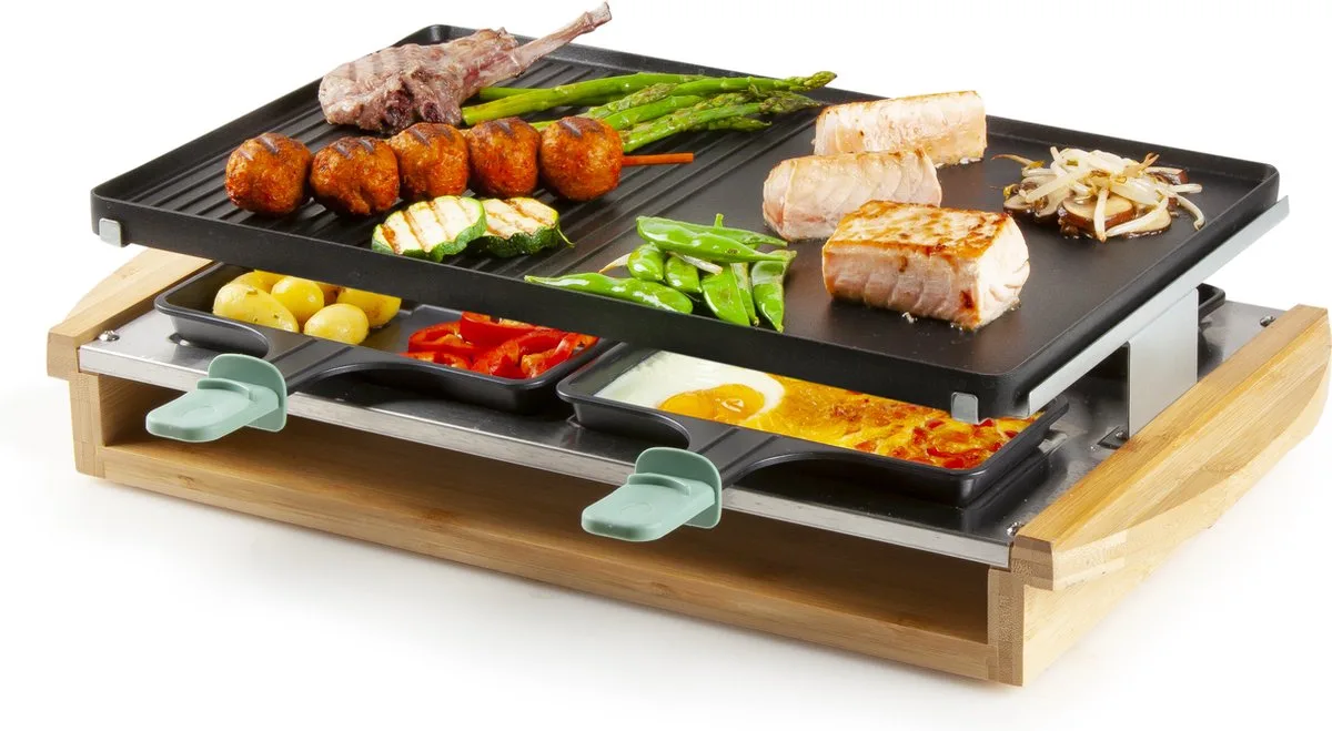 DO9246G - Gourmetset Bamboo - 8 pannen + 4XL diepe pannen - Zwart by Domo in Hout – product photo