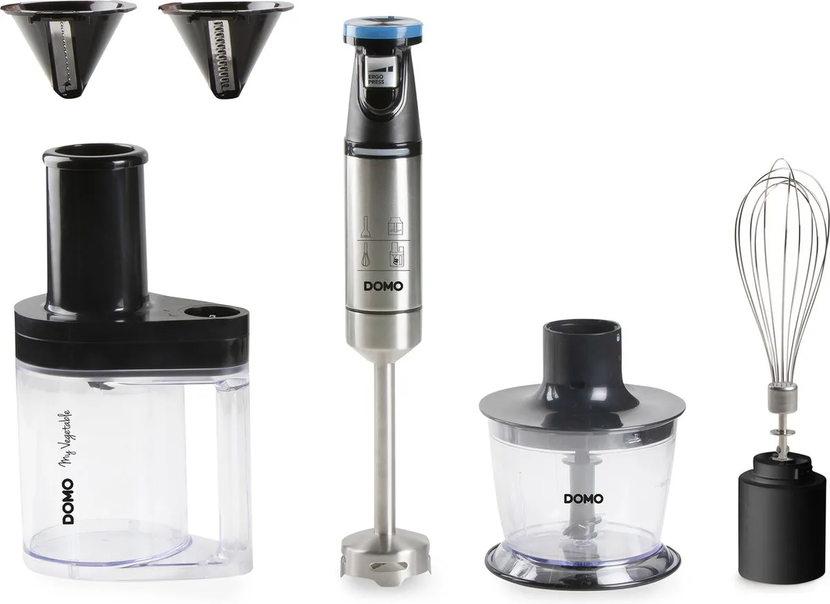 DO9254M Mixerset 'My Vegetable' 4-in-1 - incl. spiraalsnijder van Domo in Zwart – productfoto