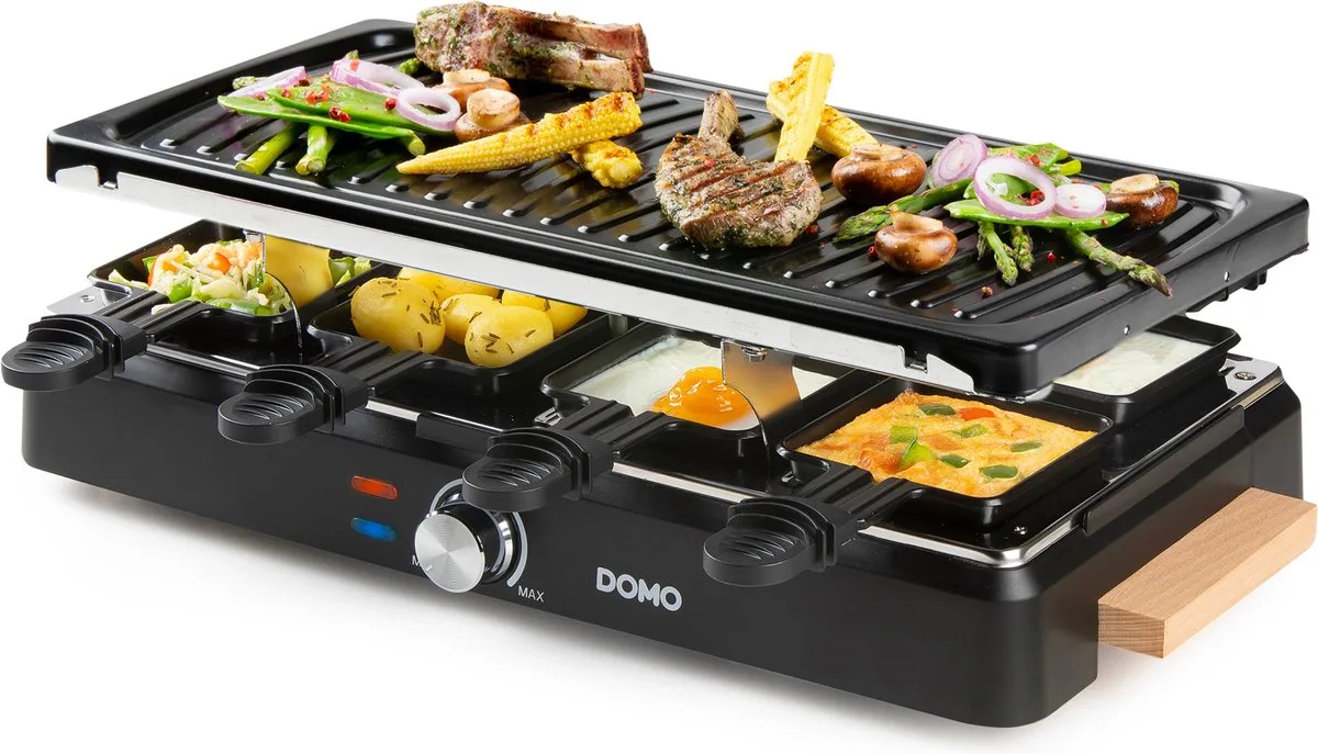 DO9261G - Raclette-grill hout 1400W van Domo in Zwart – productfoto