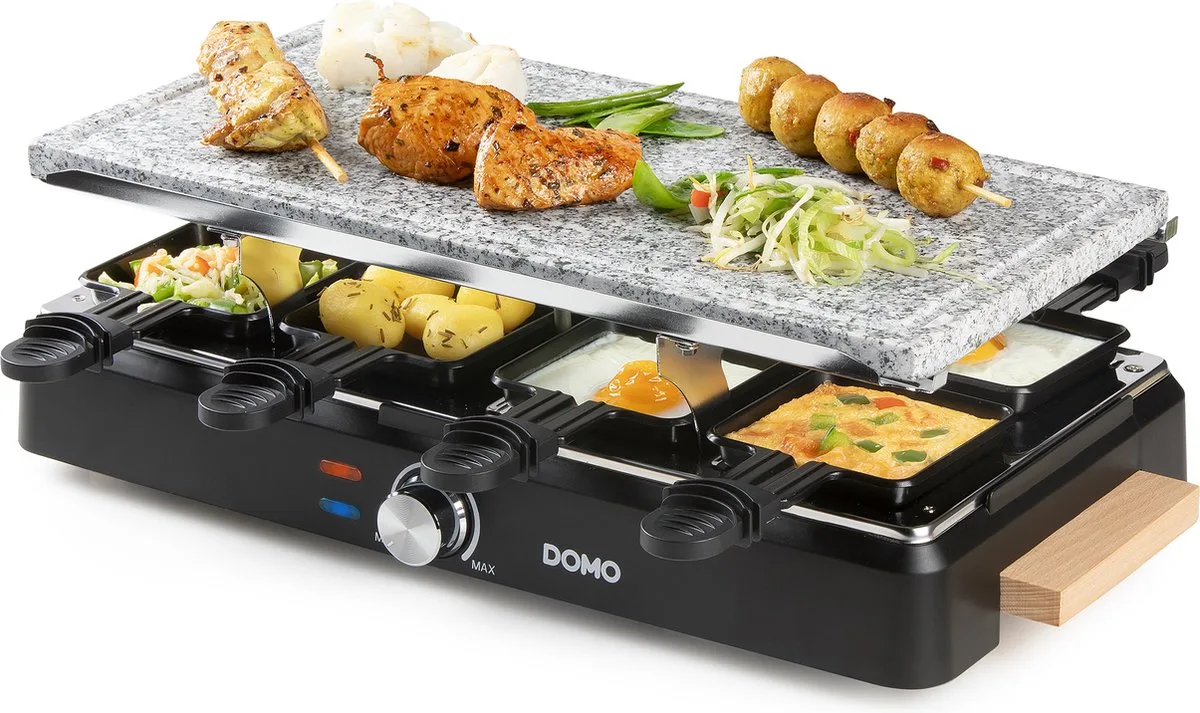 DO9262G - Raclette-grill 1400W steen + hout by Domo in Black – product photo