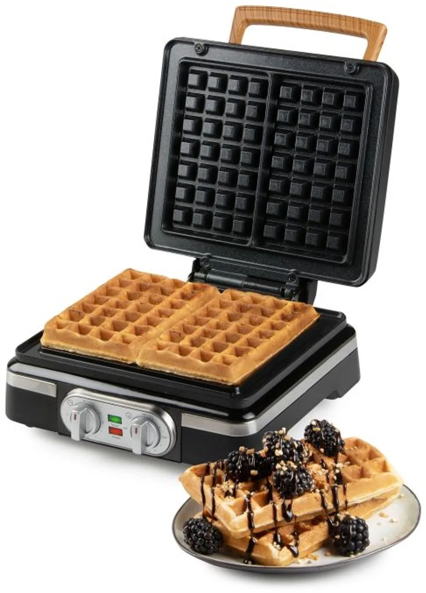 DO9281W Wafelijzer – XL wafels 4x7 - Belgische Wafels – PFAS-vrij – 1520 W – Timer van Domo in Zwart – productfoto