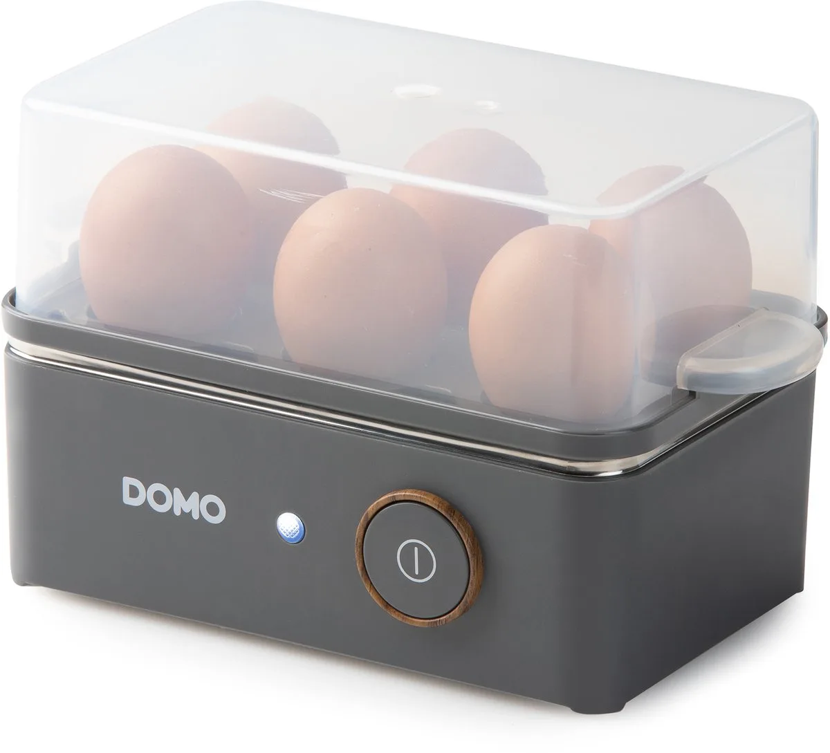 DO9283EK Eierkoker “Wood You” - 1 tot 6 Eieren - Mat - Houtlook by Domo in Grey – product photo