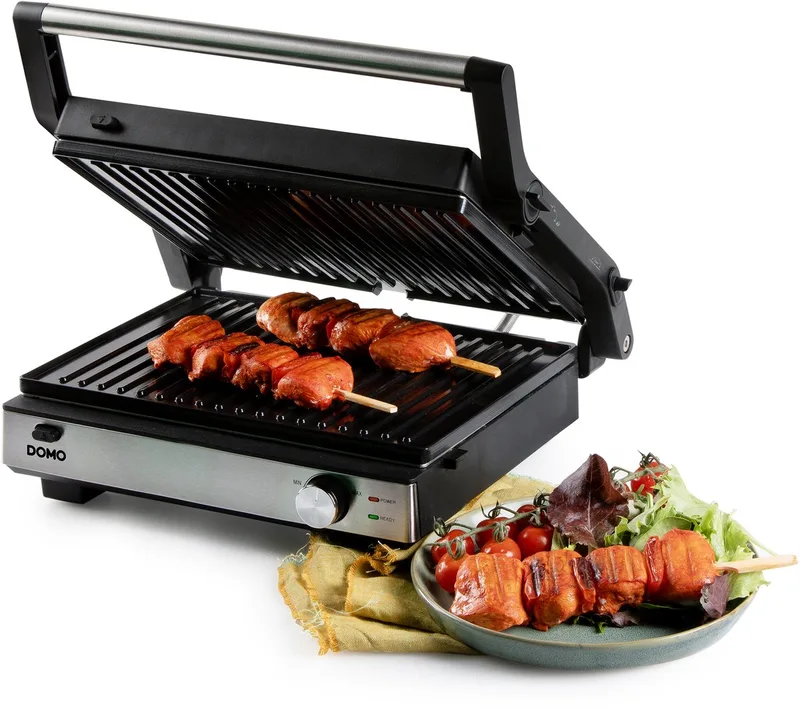 DO9287G Multifunctionele Contactgrill 2-in-1 – Wafelijzer - Grill Apparaat – PFAS-vrije Keramische Anti-Aanbaklaag – 1800W by Domo in Rvs – product photo 1 of 3