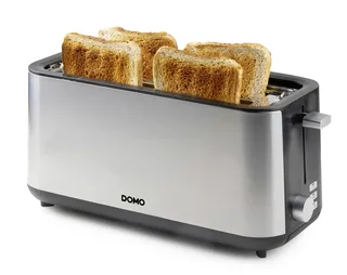 DO967T Broodrooster - 2 Extra Lange Sleuven - Ingebouwd Broodjesrek - 1350W - RVS/Zwart by Domo in Roestvrijstaal – product photo 2 of 3