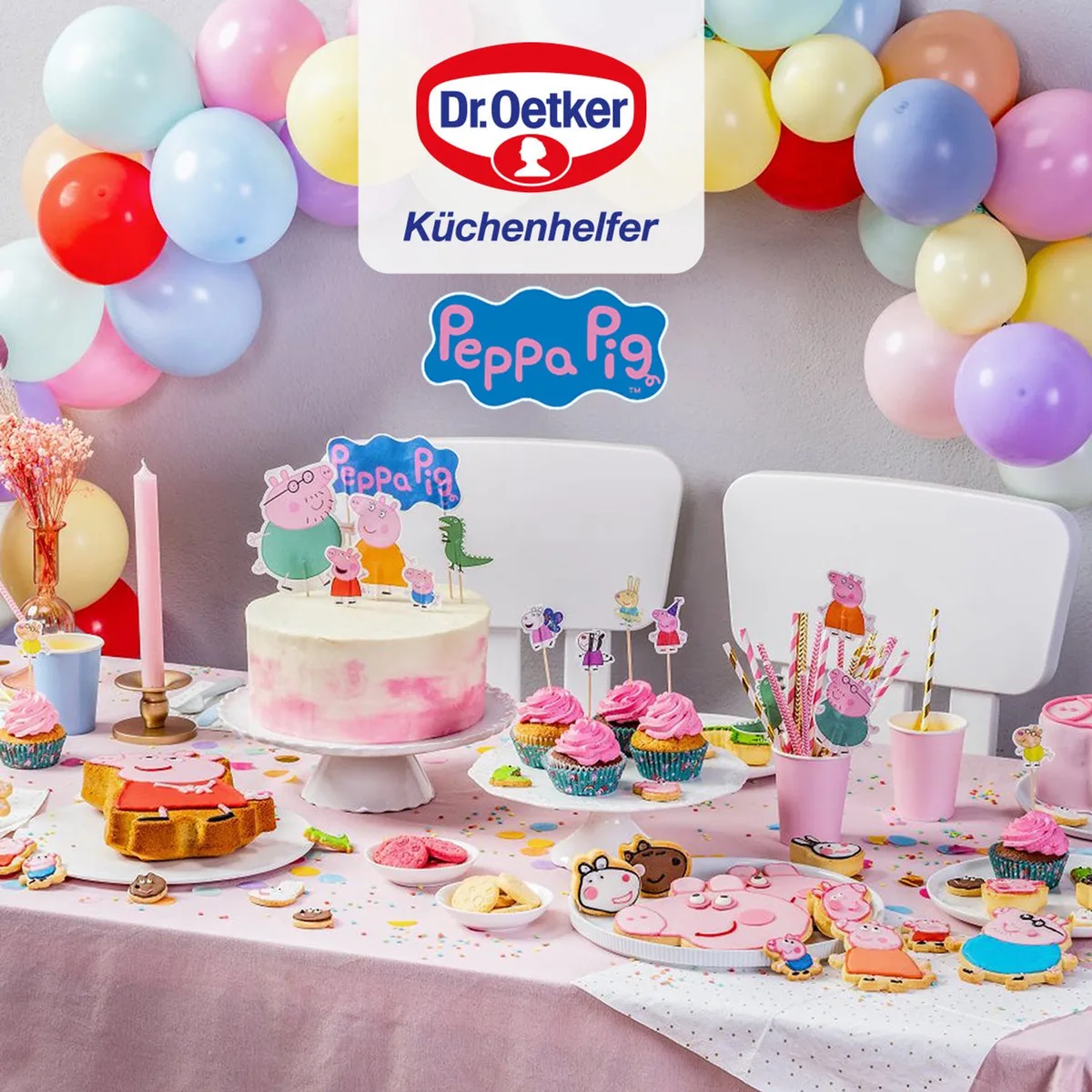 Bakkwast met siliconen haren 23 cm Dr. Oetker Peppa Pig fra Dr. Oetker i Hvid, Lyserød – produktbillede