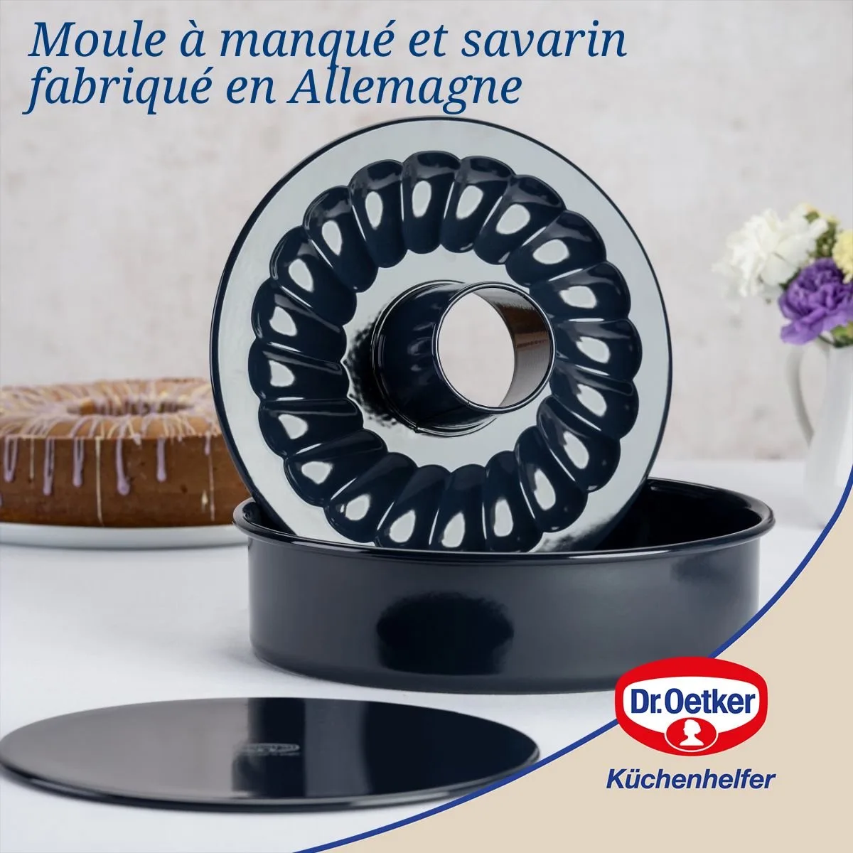 Bakvorm voor taart en savarin met dubbele bodem 28 cm Dr. Oetker Back Liebe från Dr. Oetker i Blå – produktbild