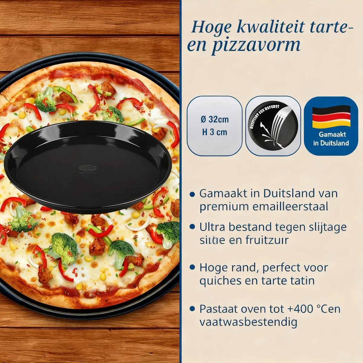 Ovenschaal voor taarten en pizza's 32 cm Dr.Oetker Tradition fra Dr. Oetker i Sort – produktbillede