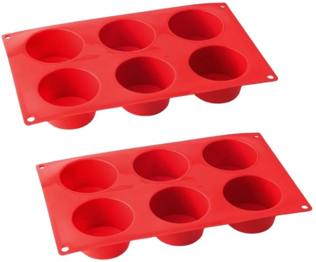 Set van 2 muffinvormen 6 holtes 30 x 18 cm Dr.Oetker Flexxibel Love van Dr. Oetker in Rood – productfoto