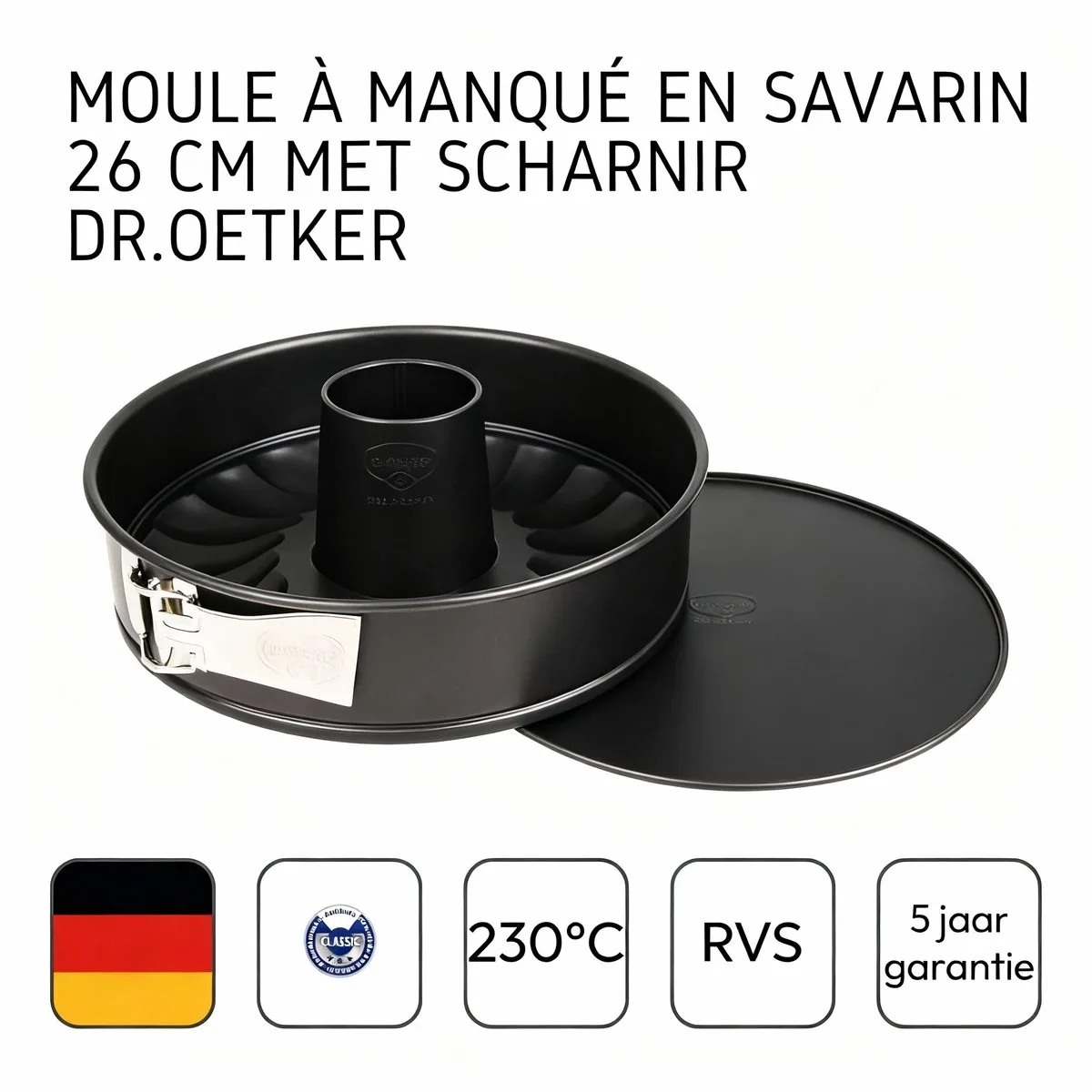 Springvorm 'Tradition' - 26 cm - Met 2 bodems från Dr. Oetker i Svart – produktbild