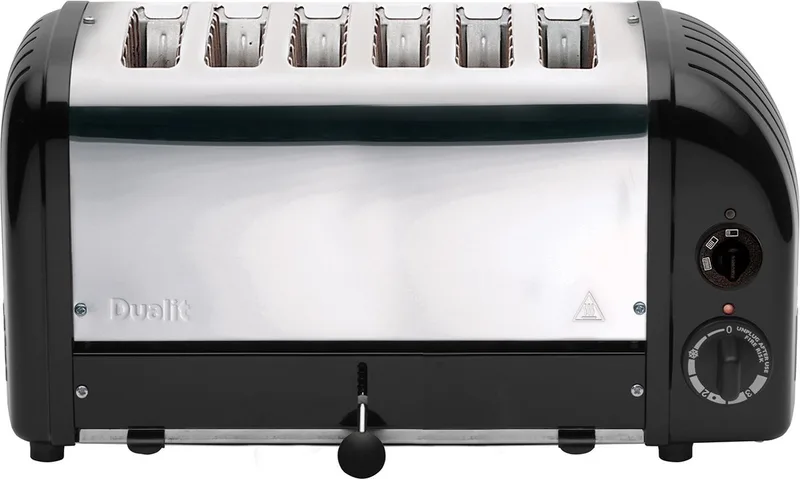 Vario OldGen Broodrooster Zwart - 6 Extra brede Sleuven 28mm - Ontdooistand | ProHeat® Technologie de Dualit en Anthracite – photo produit
