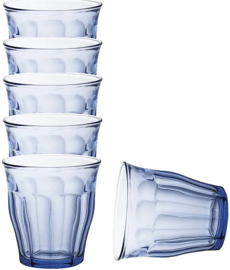 Drinkglazen Picardie - 6x stuks - glas - 250 ML - Koffie/thee/fris - hardglas - waterglazen fra Duralex i Blå – produktbillede