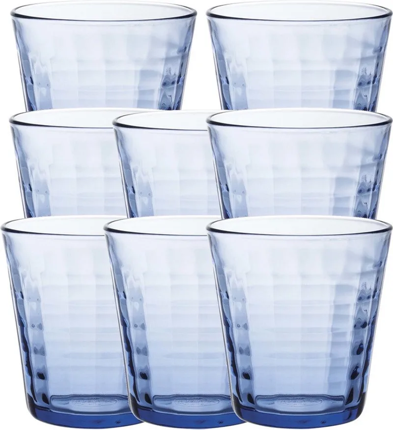 Drinkglazen Prisme - 8x stuks - transparant - 275 cm - drinkglas - Koffie/thee/water glazen von Duralex in Blau – Produktfoto