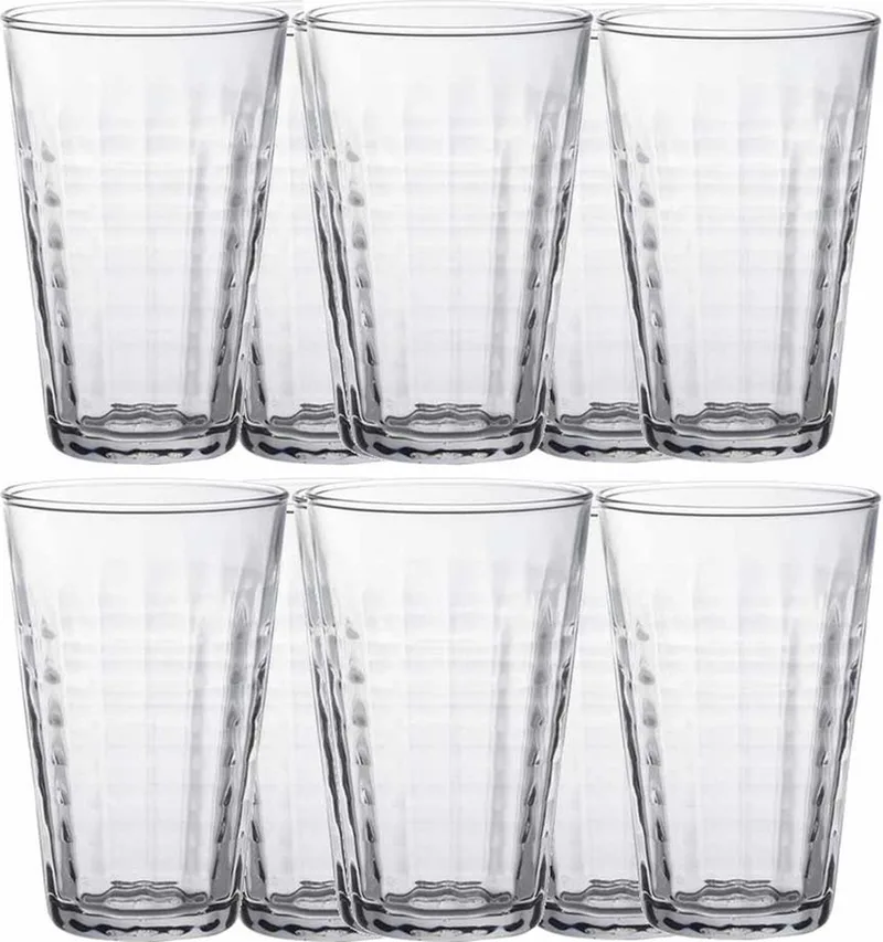Longdrinkglazen Prisme - 12x stuks - glas - 330 ml - Koffie/frisdrank glazen de Duralex en Transparent – photo produit