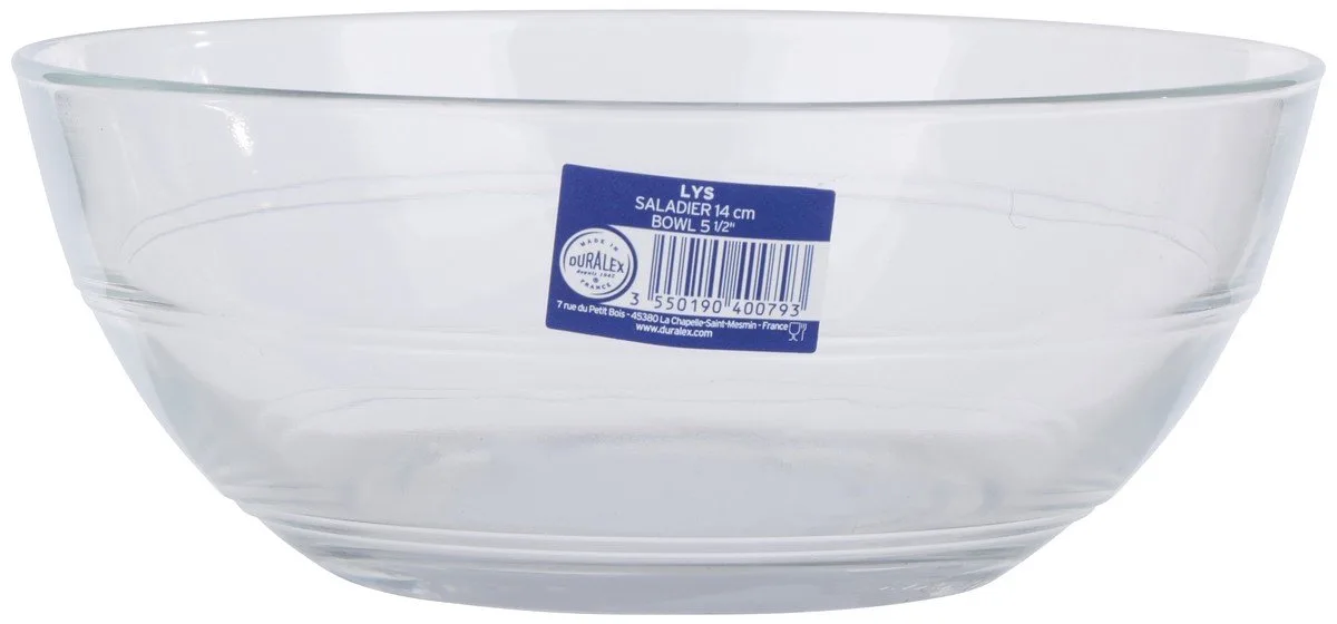 Lys Saladekom Ø14cm - Saladeschaal van Helder Glas - Geschikt voor Individuele Porties - Veelzijdig Inzetbaar voor Salades en Bijgerechten van Duralex in Transparant – productfoto