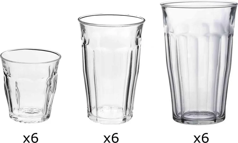 Picardie Glazenset - Gehard glas - 18-delig de Duralex en Transparent – photo produit