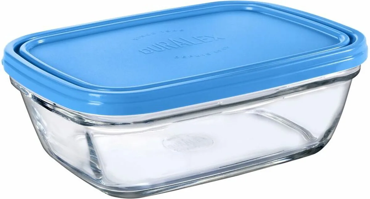 Rechthoekige lunchbox met deksel Duralex Freshbox 1,1 L van Duralex in Blauw – productfoto
