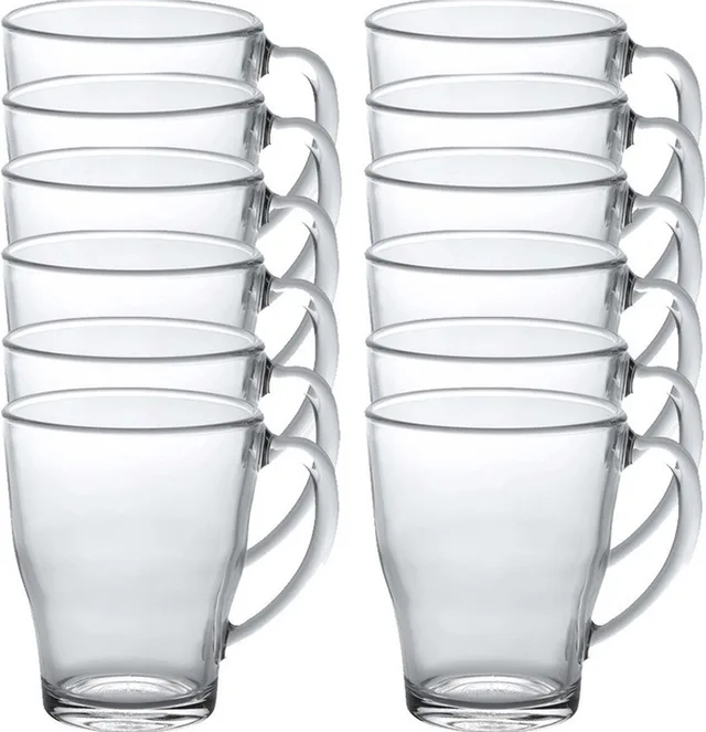 Theeglazen/koffieglazen Cosy - 12x stuks - glas - 350 ml - met handvat