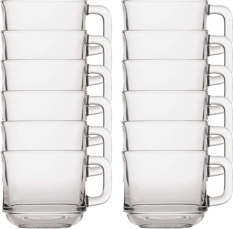 Theeglazen Lys - 12x stuks - glas - 220 ml - met oor de Duralex en Transparent – photo produit