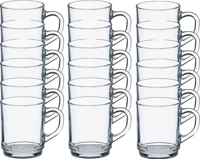 Theeglazen Versailles - 18x stuks - glas - 260 ml - met oor - hard glas