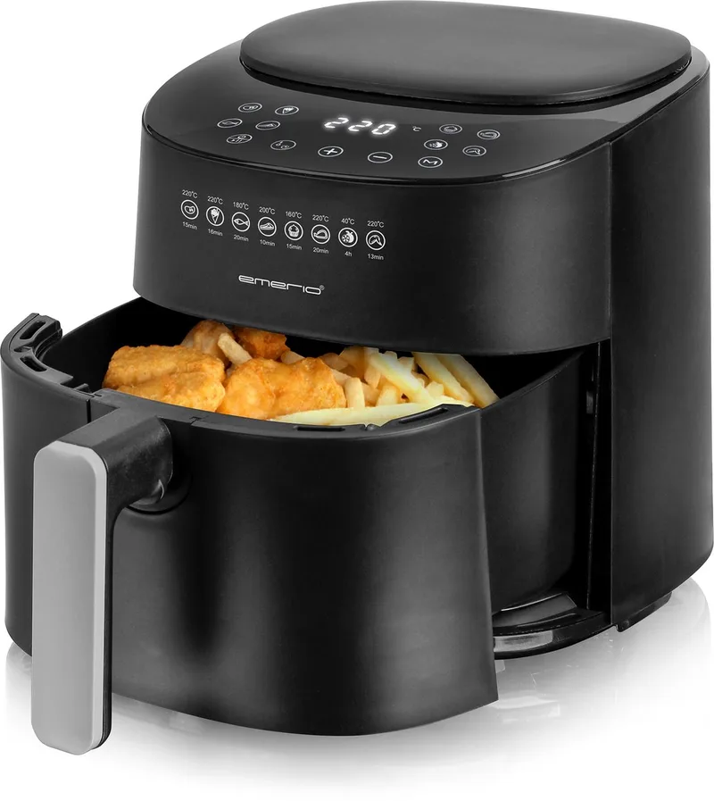 Airfryer XL 1300W - 4,5 Liter Heteluchtfriteuse - Regelbare thermostaat 40ºC tot 220ºC - 8 Kookprogramma's - AF-129369 by Emerio in Black – product photo