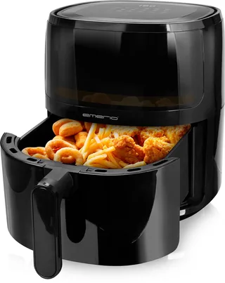 Airfryer XL - 5 Liter Heteluchtfriteuse - Regelbare thermostaat 80ºC tot 200ºC - 12 Kookprogramma's - Digitaal display - Timer functie - Kijkvenster - Cool touch - AF-129329.3 by Emerio in Black – product photo 1 of 3