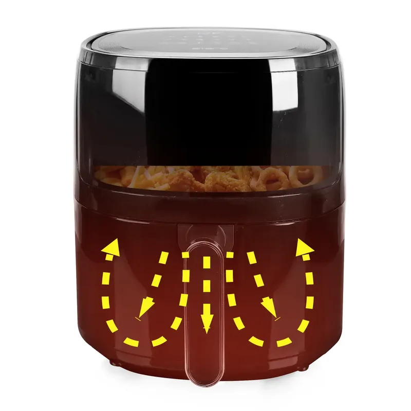 Airfryer XL - 5 Liter Heteluchtfriteuse - Regelbare thermostaat 80ºC tot 200ºC - 12 Kookprogramma's - Digitaal display - Timer functie - Kijkvenster - Cool touch - AF-129329.3 by Emerio in Black – product photo 2 of 3