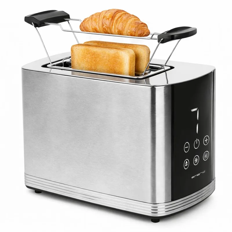 Broodrooster met Digitaal display en 2 Sleuven - 800W - Defrost - Kruimellade - Toaster RVS - TO-128308 - Zilverkleurig by Emerio in Black – product photo