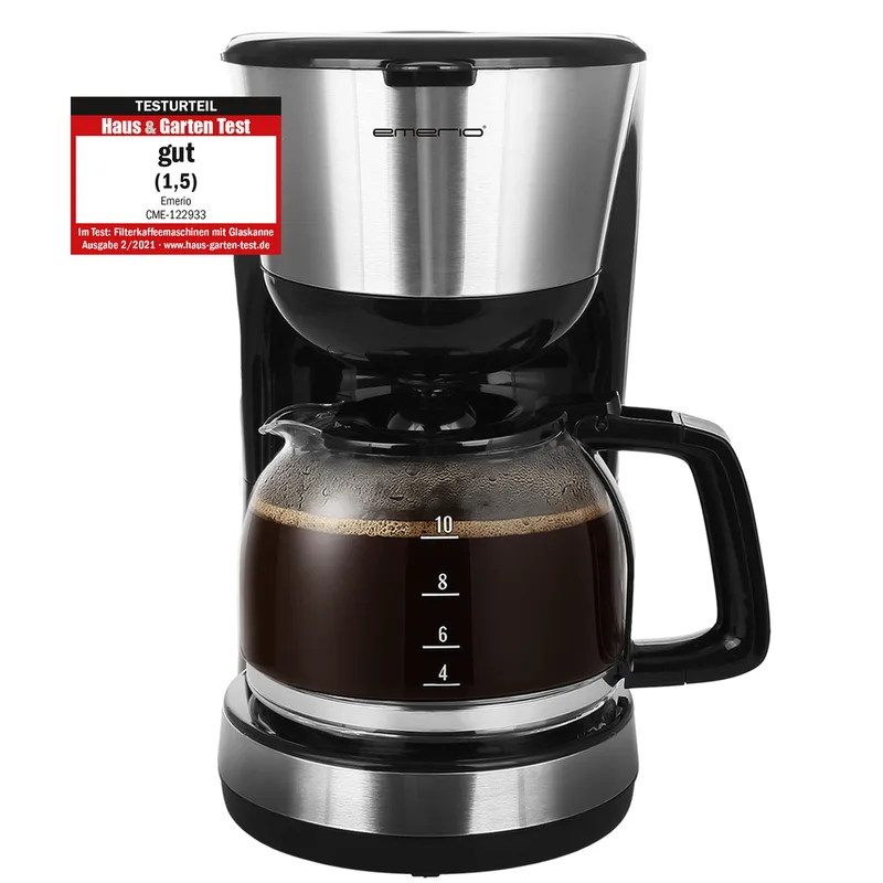CME-122933, Filterkoffiemachine met glazen karaf, 1,25 L, Zwart by Emerio – product photo