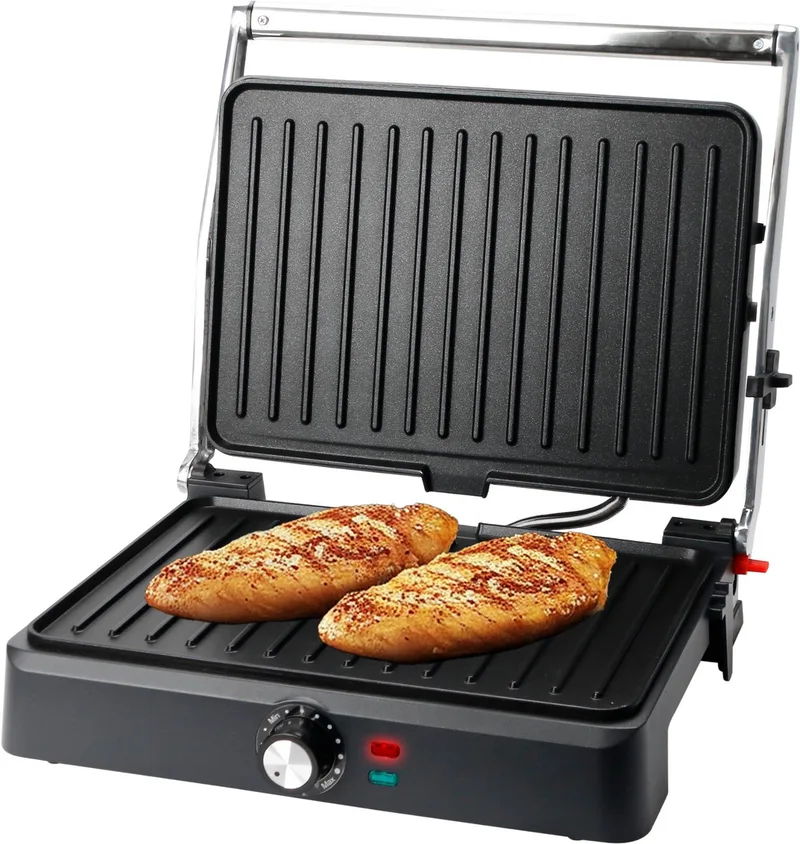 Contactgrill - Tosti Apparaat - Groot Grilloppervlak 34x24cm - Panini Grill - Tosti IJzer CG-130859 - RVS by Emerio in Black – product photo