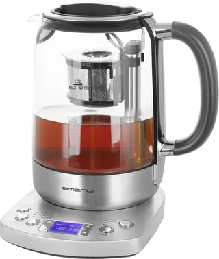Glazen Waterkoker 2200W - 1.7L - Glas/RVS - Digitaal display - 5 Temperatuur Instellingen - Warmhoud functie - Automatisch bewegende theezeef - WK-122248 by Emerio in Rvs – product photo 2 of 2