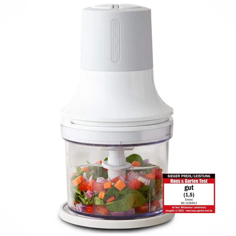 Hakmolen 260W - 500ml - 2 Snelheden - Plastic kan - 4 RVS Messen - Anti-slip voetjes - Snoer opbergmogelijkheid - MC-122649.2 by Emerio in White – product photo