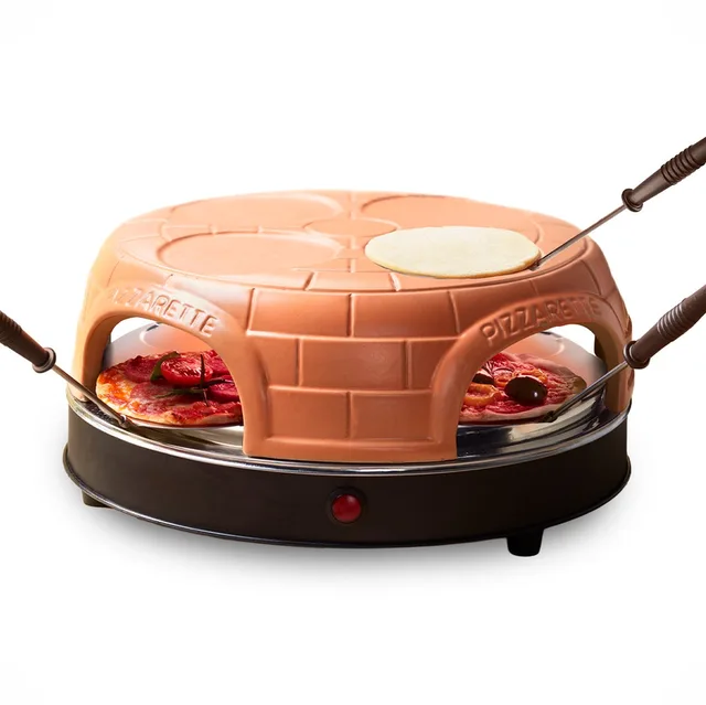Pizzarette Origineel - 4 Persoons Pizza Oven - Pre-bake functie - Handgemaakte koepel - 4 Geïsoleerde bak spatels - RVS bakplaat - PO-115847.1 1000W