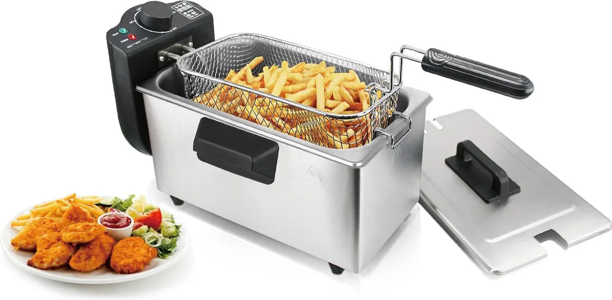 RVS Frituurpan DF-120482 van Emerio in Zwart, Stainless steel – productfoto