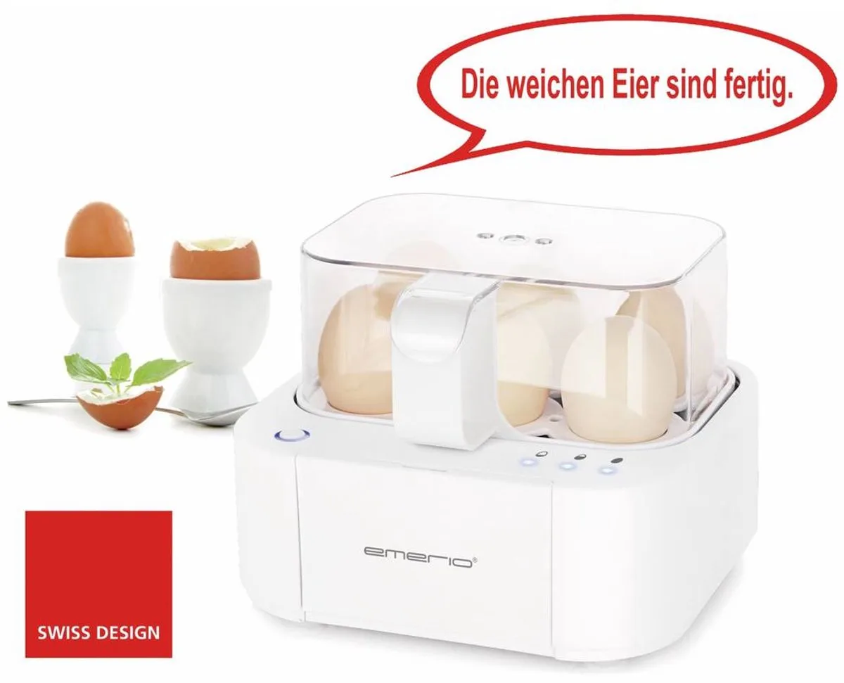 Smart Eierkoker EB-115560.12 - Drie gaarstanden, met spraakuitvoer (duits) fra Emerio i Hvid – produktbillede