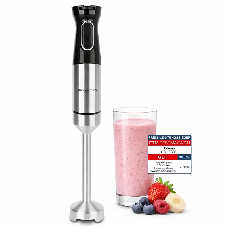 Staafmixer 1000W - Regelbare Snelheid - HB-132381 Zwart by Emerio in Rvs – product photo