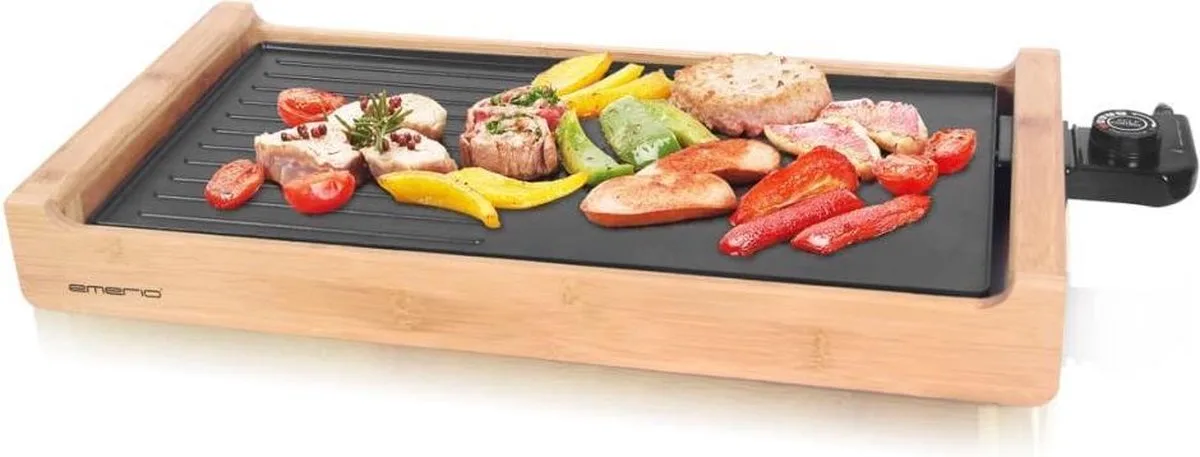 TG-110281.1 - Bak- en grillplaat - 46x23 cm van Emerio in Houtkleur en Zwart – productfoto