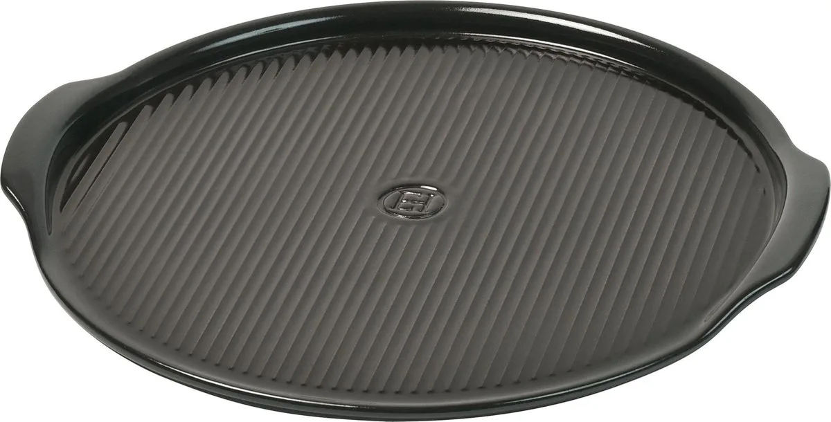 Pizzasteen - Ø 370mm - Fusain van Emile Henry in Grijs – productfoto
