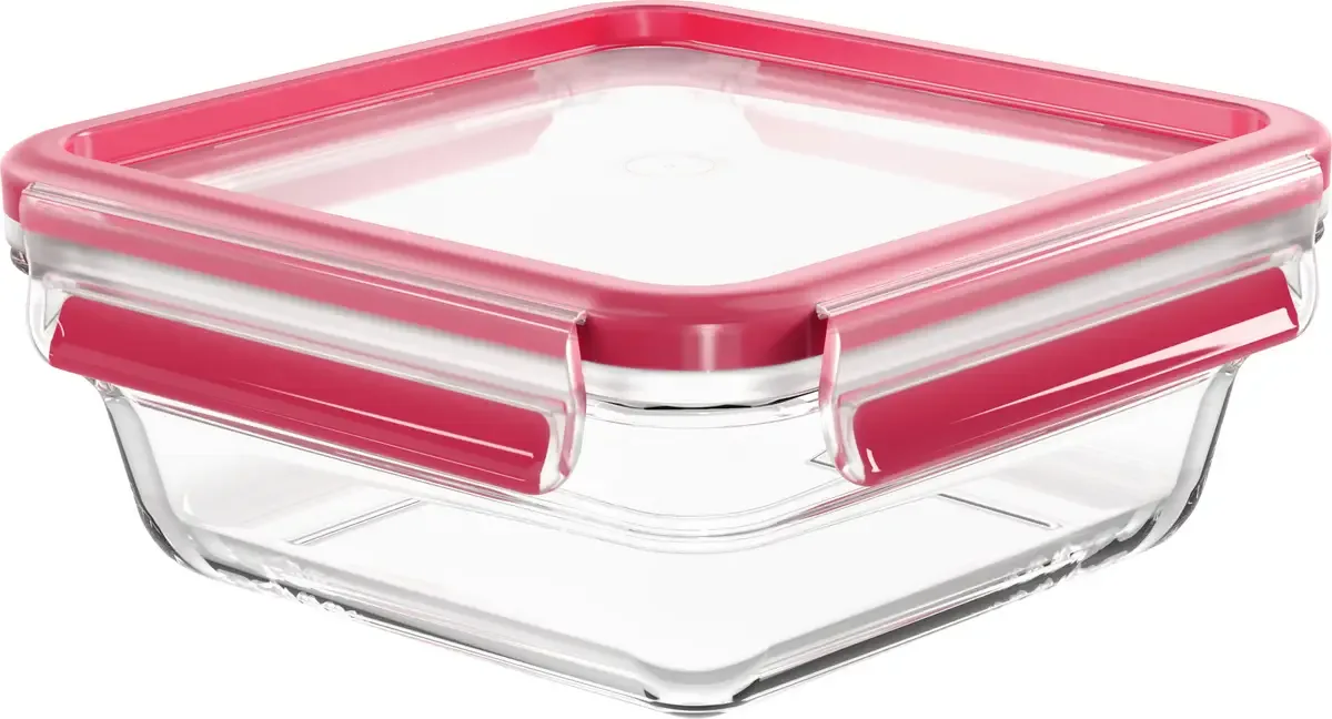 Clip & Close Vershoudbakje 0.8 l Glas Met deksel, Waterdicht, BPA-vrij Transparant, Rood 600747 från Emsa i Transparent, Röd – produktbild
