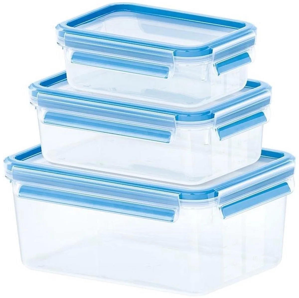 Emsa 508566 Clip & Close Vershouddozen 0.55L/1L/2.3L 3 Stuks Blauw van Emsa in Transparant – productfoto