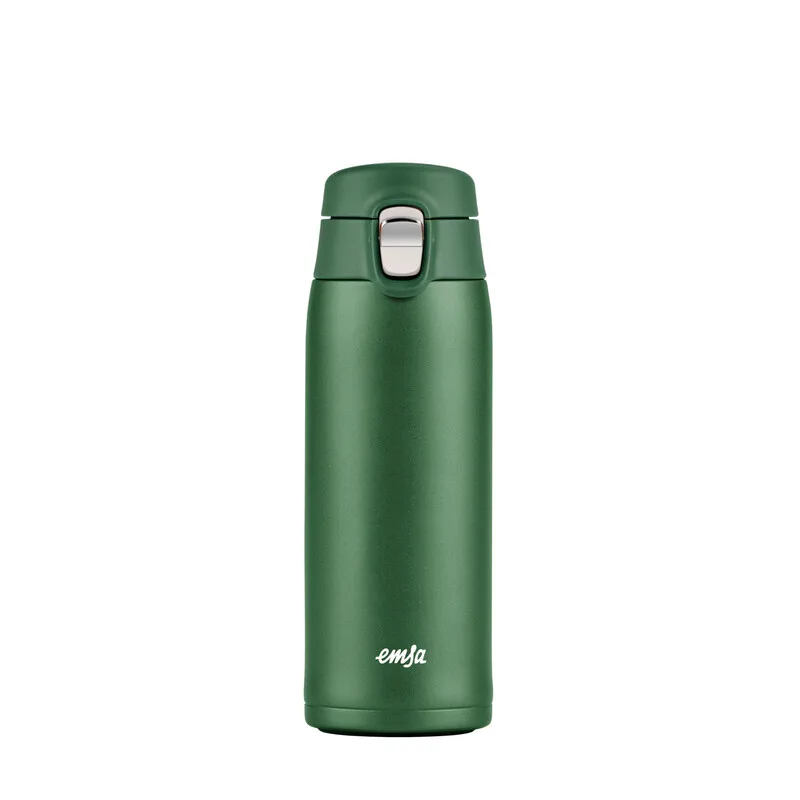 N21519 Travel Mug Light isolierter Reisebecher | 0,4 L Fassungsvermögen | Extra-schlankes Design | Leicht | Edelstahl | Klappverschluss | 100 % auslaufsicher | 8 Std. heiß / 16 Std. kalt de Emsa – photo produit
