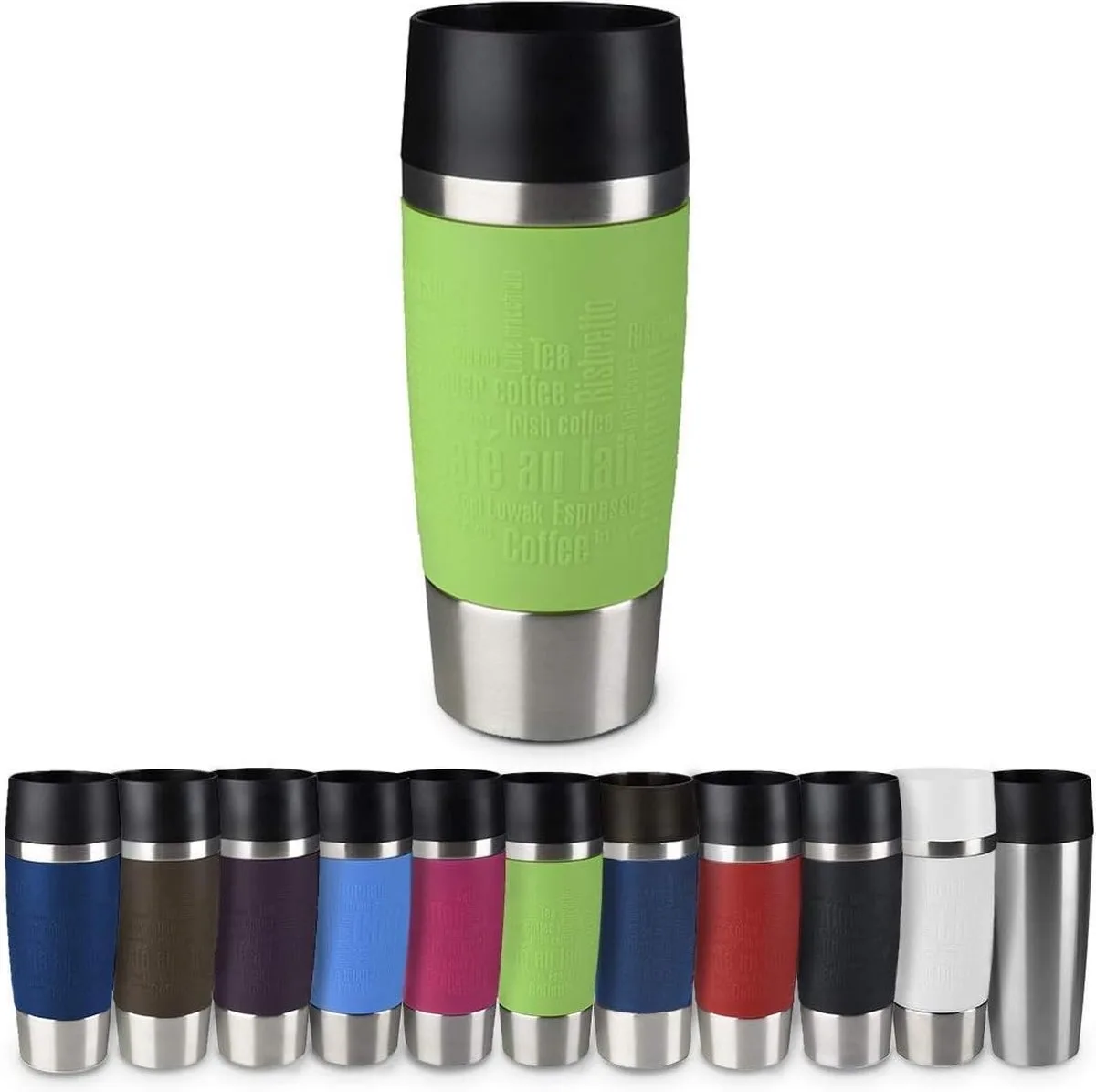 Reismok, Klassieke thermo/geïsoleerde mok Capaciteit 360 ml, Houdt 4 uur warm / 8 uur koud, 100% lekvrij, Sneldruksluiting, 360° drinkopening van Emsa in Limoen – productfoto